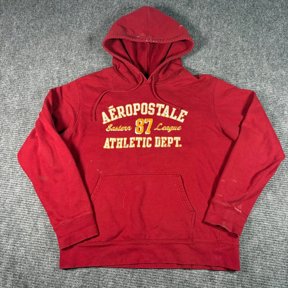 Aeropostale Hoodie Mens L Red Good Athletic Dept Graphic Pullover